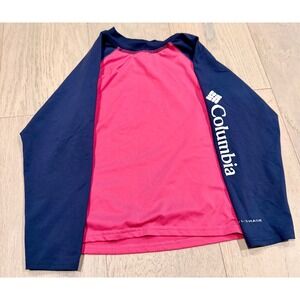 Columbia Kids Pink Navy Omni-Shade Long Sleeve Rash Guard Swim Shirt XS 6/7